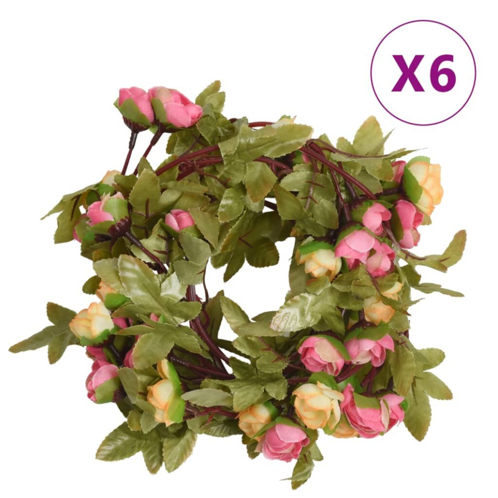 (pink) vidaXL Artificial Flower Garlands Fake Flowers Artificial Plants 6 pcs Pink