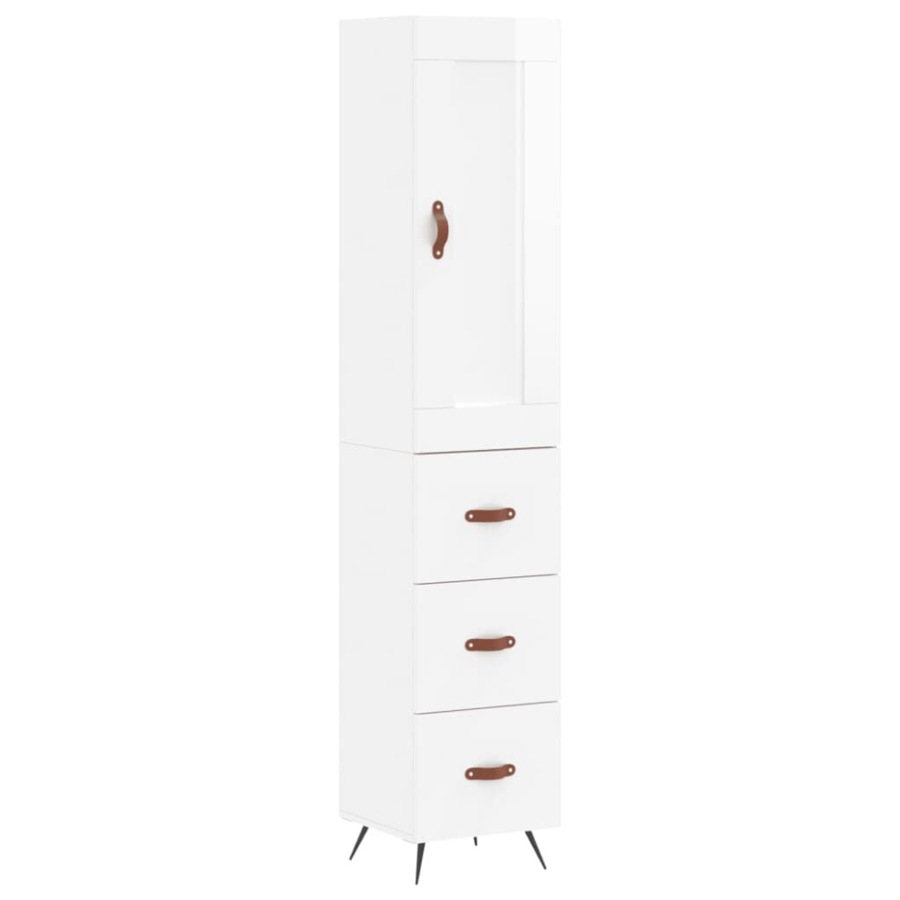 Vidaxl (High Gloss 3 Drawers) Highboard Sideboard Tall Storage Cabinet Side Cabinet Engineered Wood White