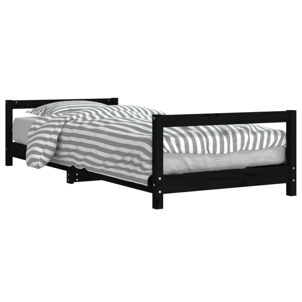 (black, 80 x 200 cm) vidaXL Kids Bed Frame Wooden Bed Base Bedstead for Children Solid Wood Pine