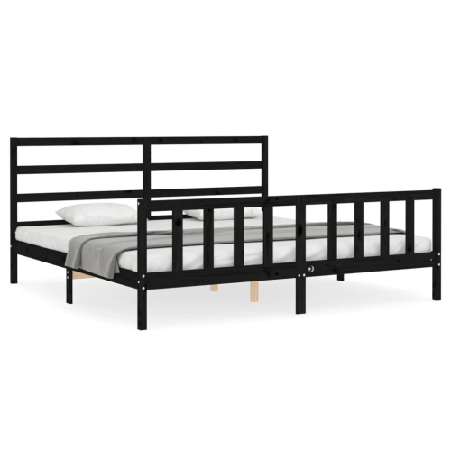 VidaXL (black, 200 x 200 cm) vidaXL Bed Frame Bed Base Platform Bed with Headboard White Double Solid Wood 1