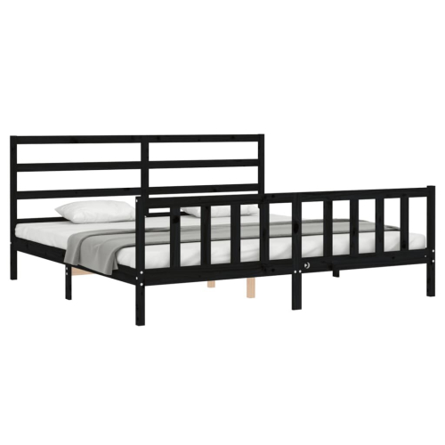 VidaXL (black, 200 x 200 cm) vidaXL Bed Frame Bed Base Platform Bed with Headboard White Double Solid Wood 2
