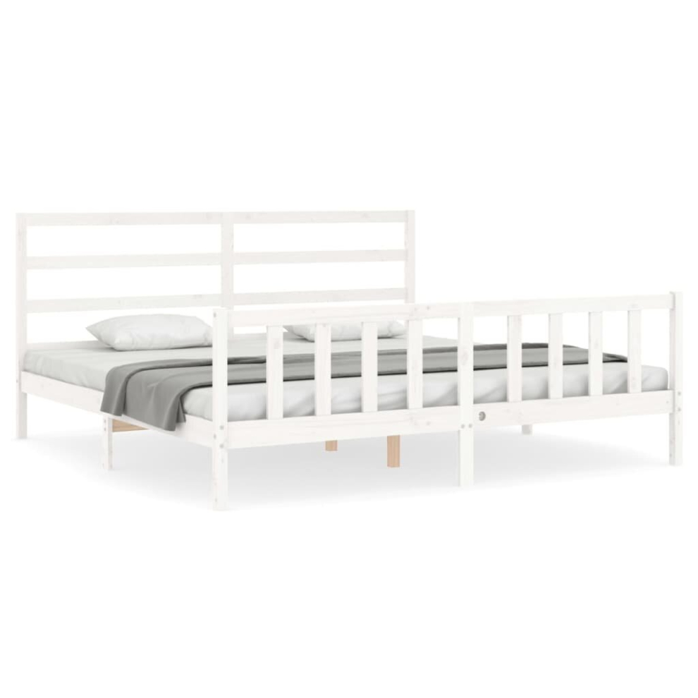 (white, 180 x 200 cm) vidaXL Bed Frame Bed Base Platform Bed with Headboard White Double Solid Wood