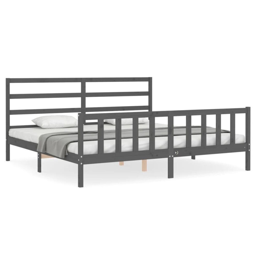 (grey, 200 x 200 cm) vidaXL Bed Frame Bed Base Platform Bed with Headboard White Double Solid Wood