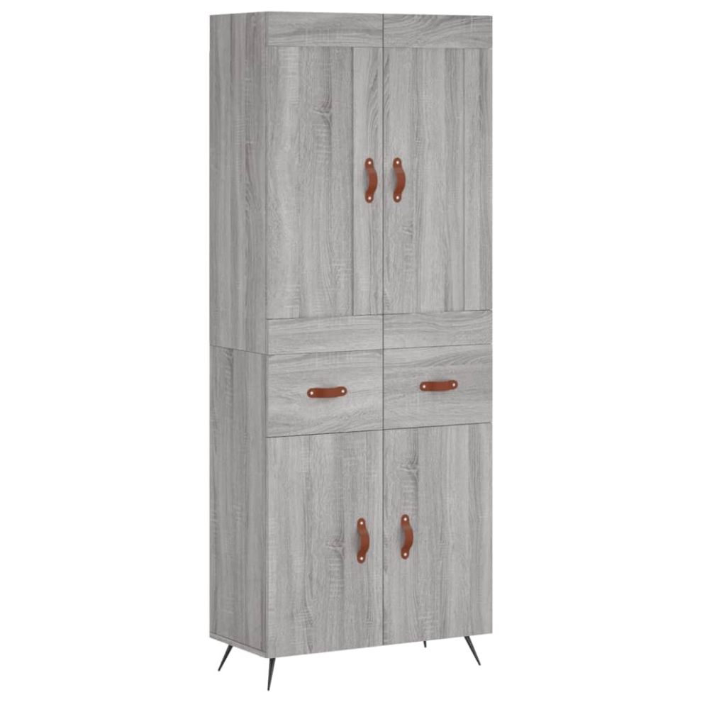 (grey sonoma, 2 doors 2 drawers) vidaXL Highboard Sideboard Tall Storage Cabinet Side Cabinet Engineered Wood