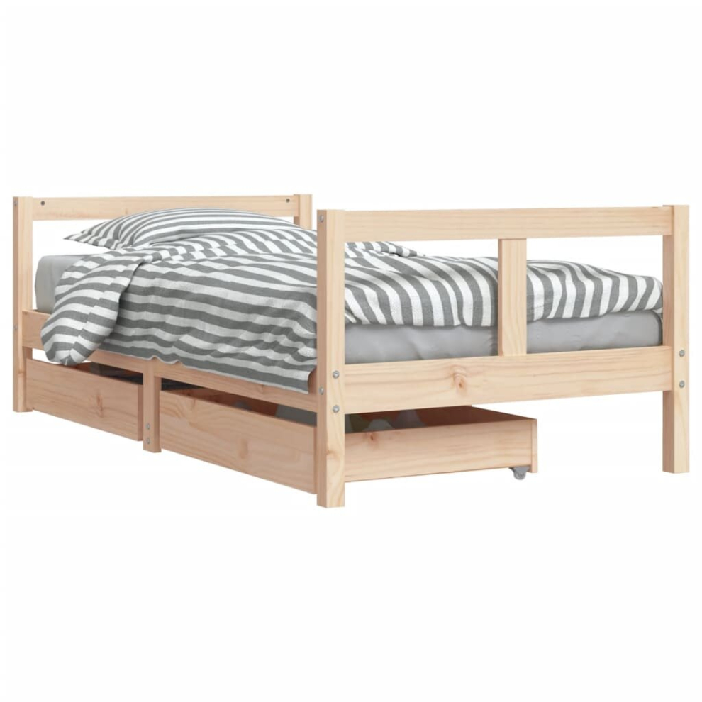 Vidaxl Brown (, 80 X 160 Cm) Kids Bed Frame Wooden Bedstead Bed Base With Drawers Solid Wood Pine