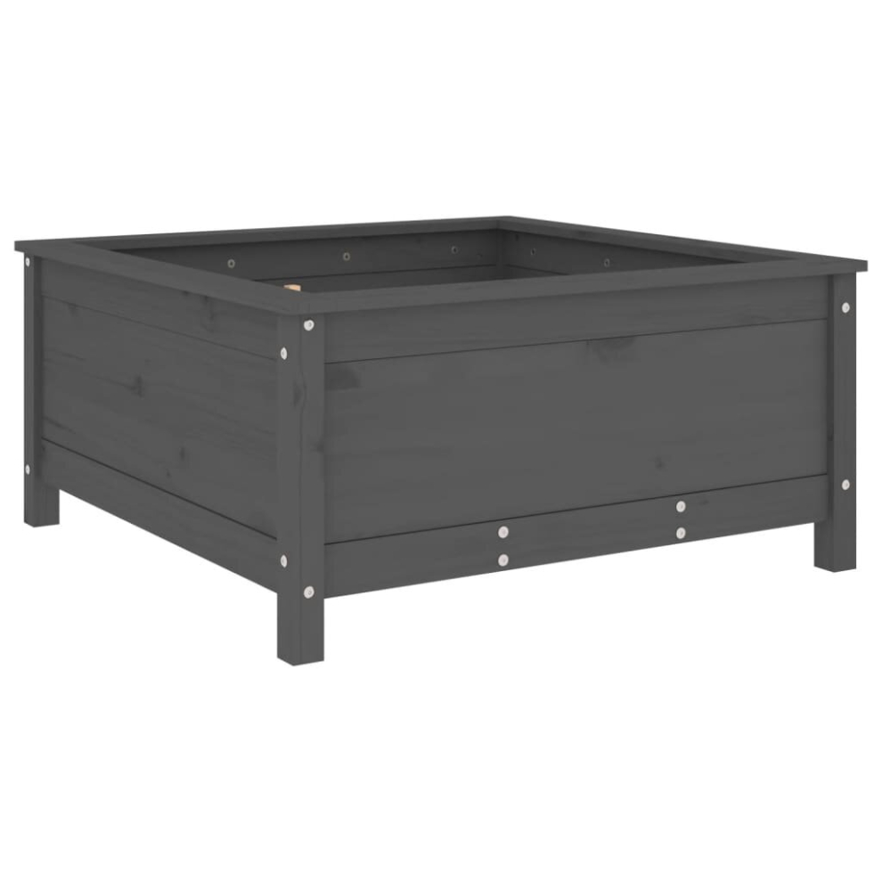 Vidaxl (Grey Pine, 82.5 X 82.5 X 39 Cm) Garden Raised Bed Outdoor Wooden Planter Pot Flower Bed Solid Wood Pine