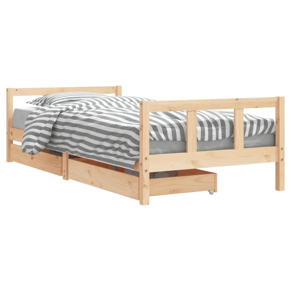 (brown, 90 x 200 cm) vidaXL Kids Bed Frame Wooden Bedstead Bed Base with Drawers Solid Wood Pine