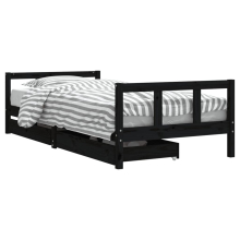 vidaXL Kinderbett mit Schubladen Schwarz 90x200 cm Massivholz Kiefer