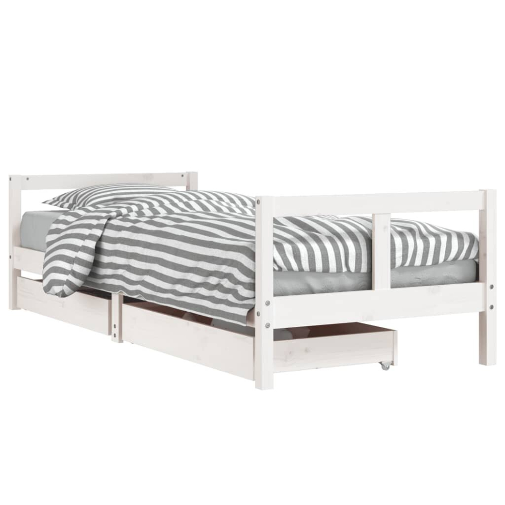 Vidaxl (White, 80 X 200 Cm) Kids Bed Frame Wooden Bedstead Bed Base With Drawers Solid Wood Pine