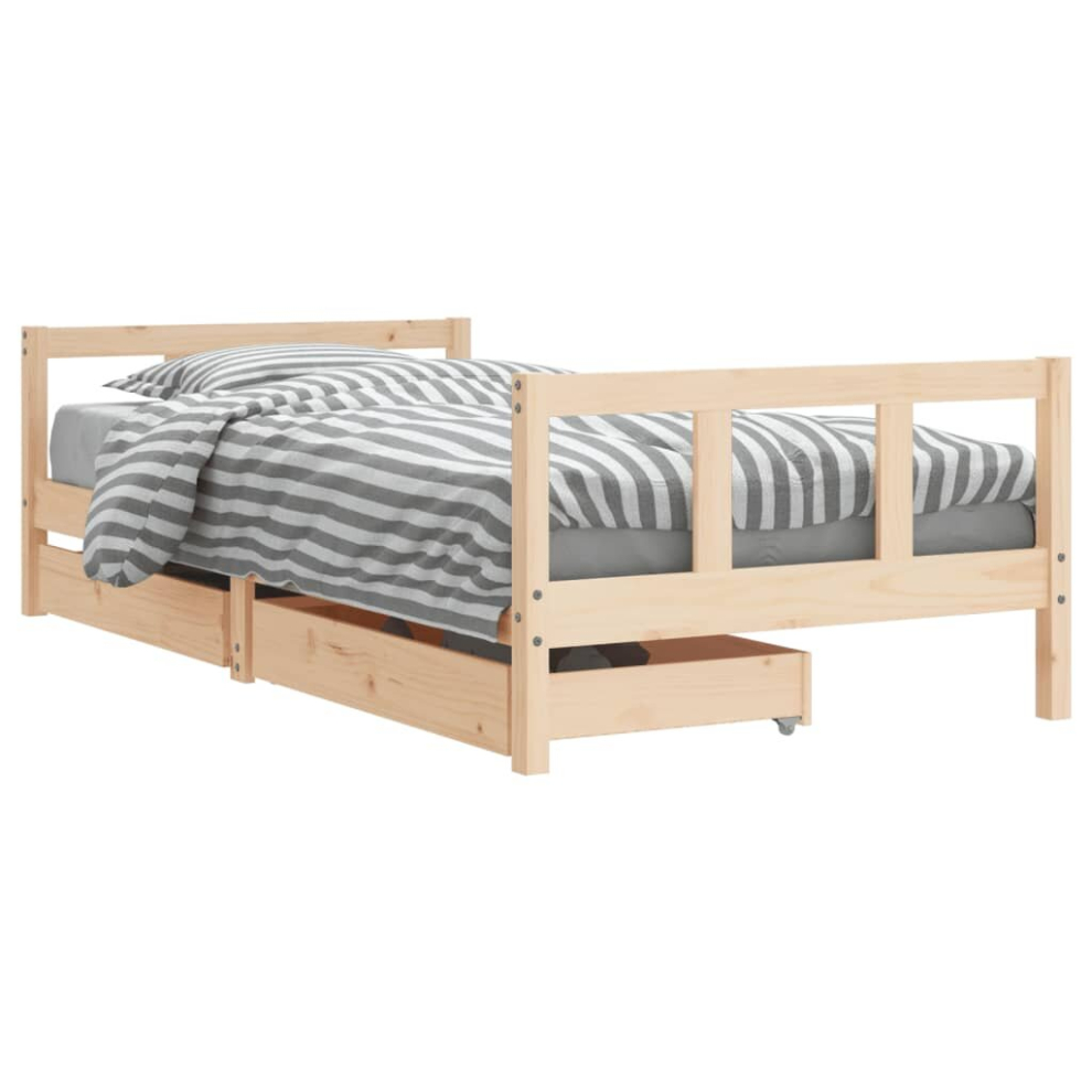 (brown, 90 x 190 cm) vidaXL Kids Bed Frame Wooden Bedstead Bed Base with Drawers Solid Wood Pine