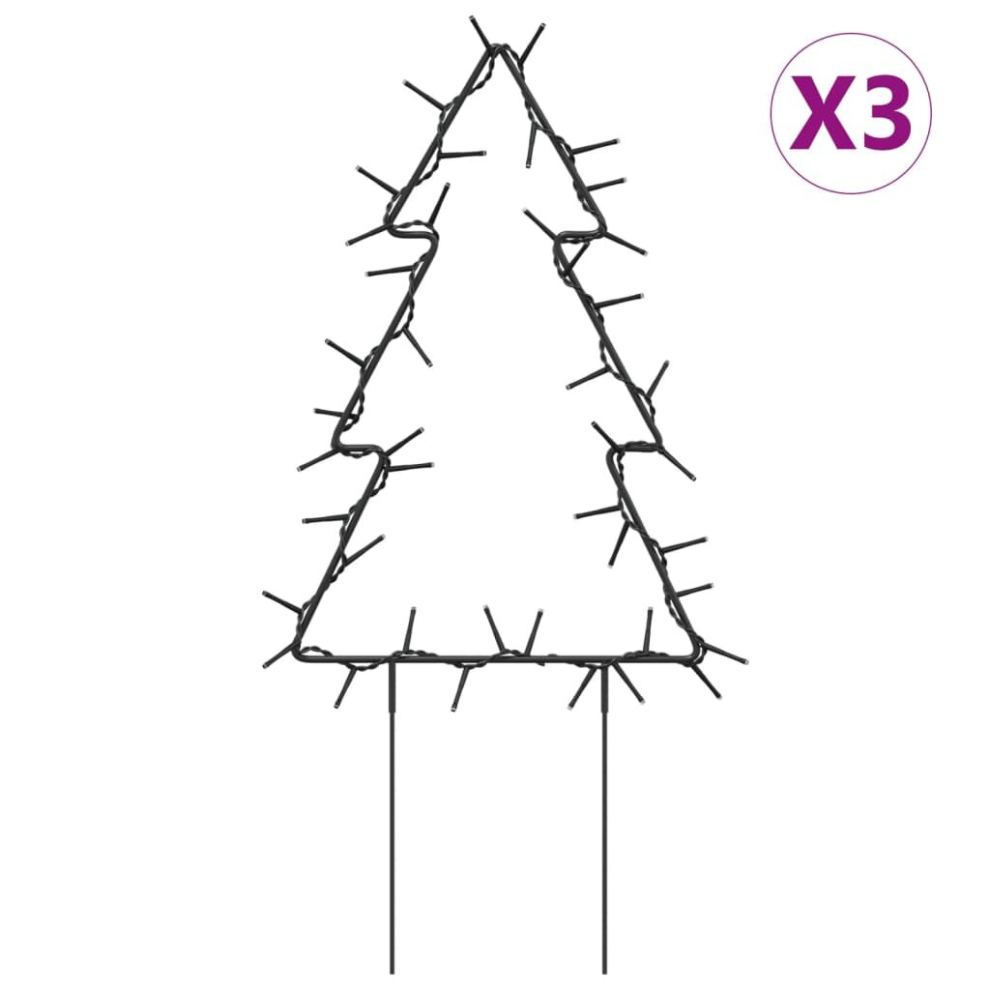 vidaXL Christmas Light Decorations Stake Light with Spikes 3 pcs Tree 50 LEDs