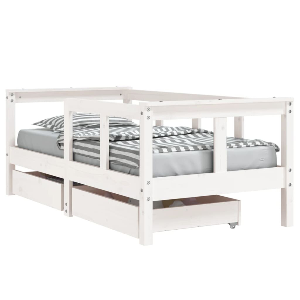 (white, 70 x 140 cm) vidaXL Kids Bed Frame Wooden Bedstead Bed Base with Drawers Solid Wood Pine