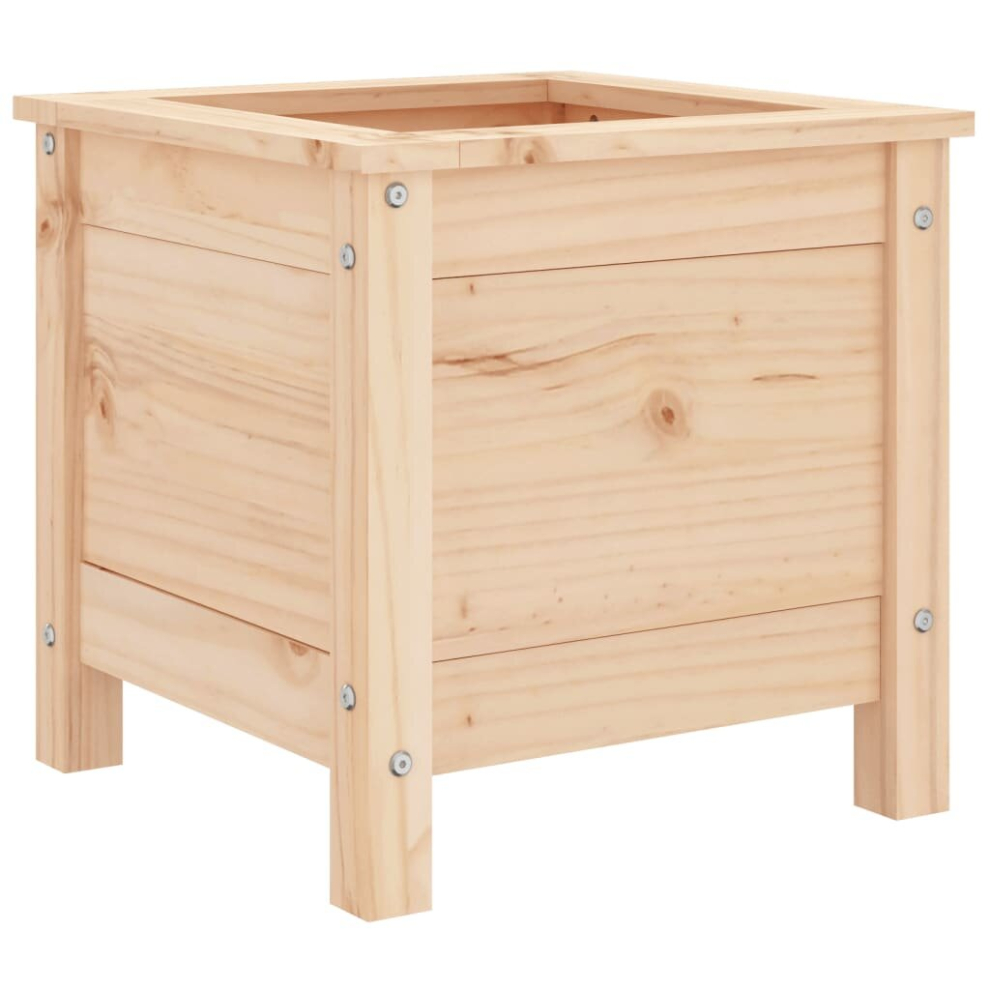 Vidaxl (Natural Pine, 40 X 40 X 39 Cm) Garden Raised Bed Outdoor Wooden Planter Pot Flower Bed Solid Wood Pine