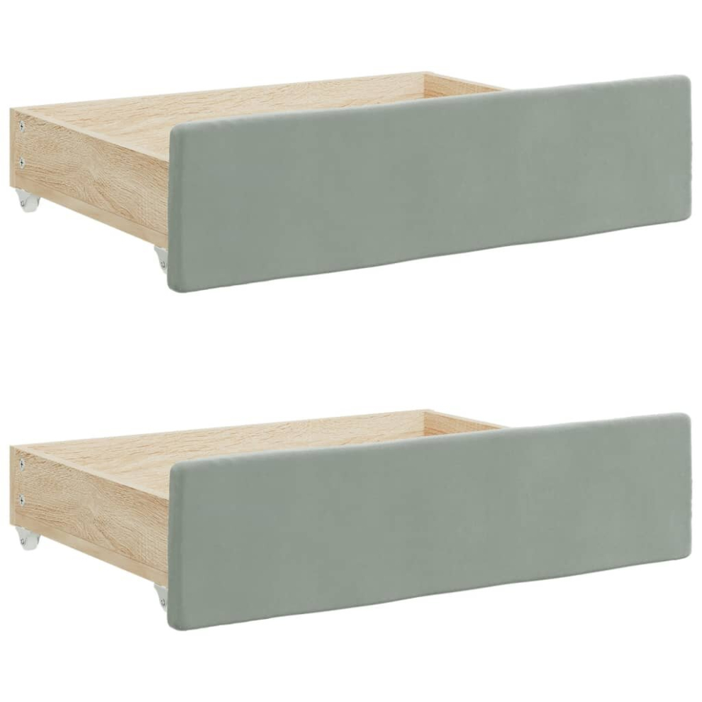 vidaXL Bed Drawers Storage Unit 2 pcs Light Grey Engineered Wood and Velvet