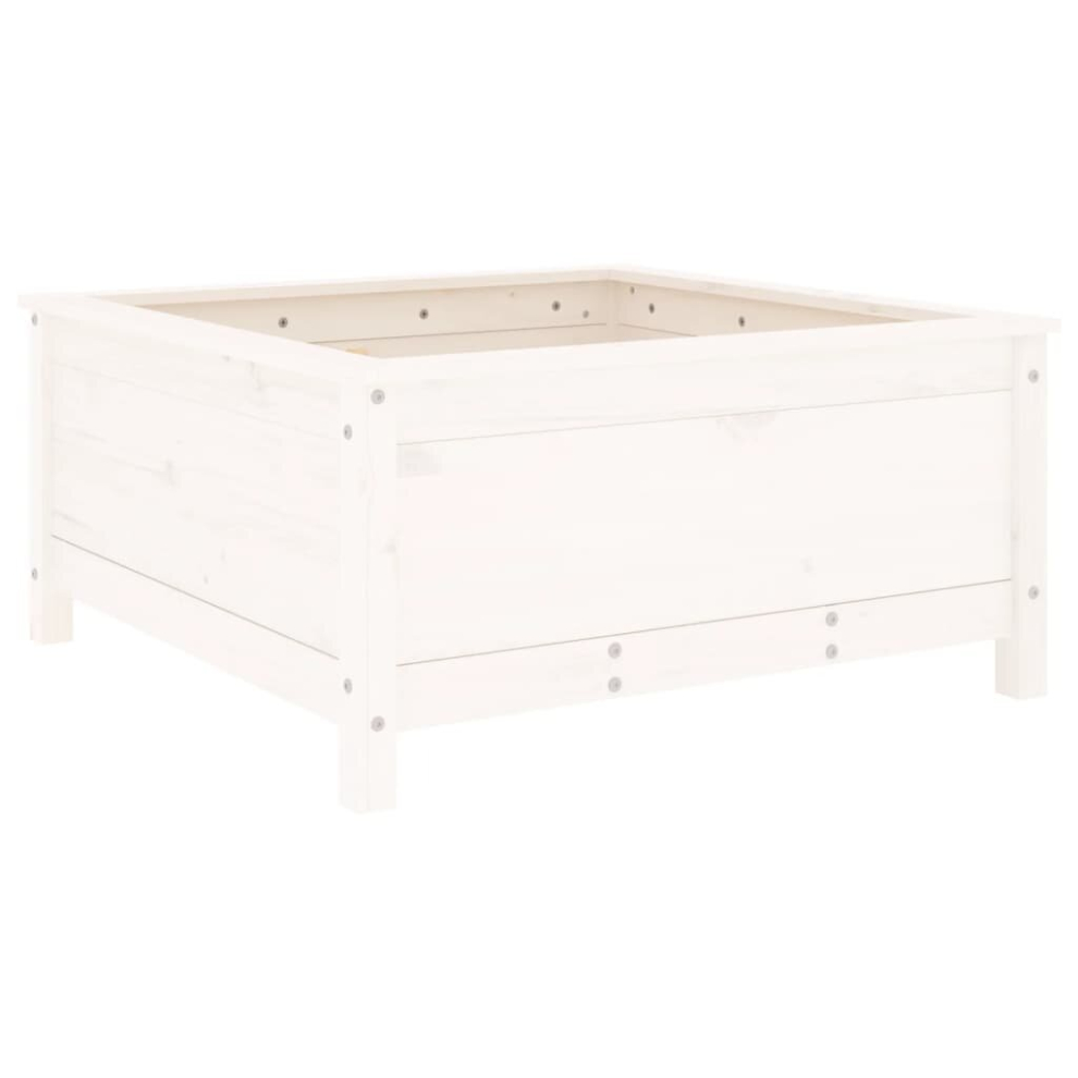 Vidaxl ( Pine, 82.5 X 82.5 X 39 Cm) Garden Raised Bed Outdoor Wooden Planter Pot Flower Bed Solid Wood Pine White