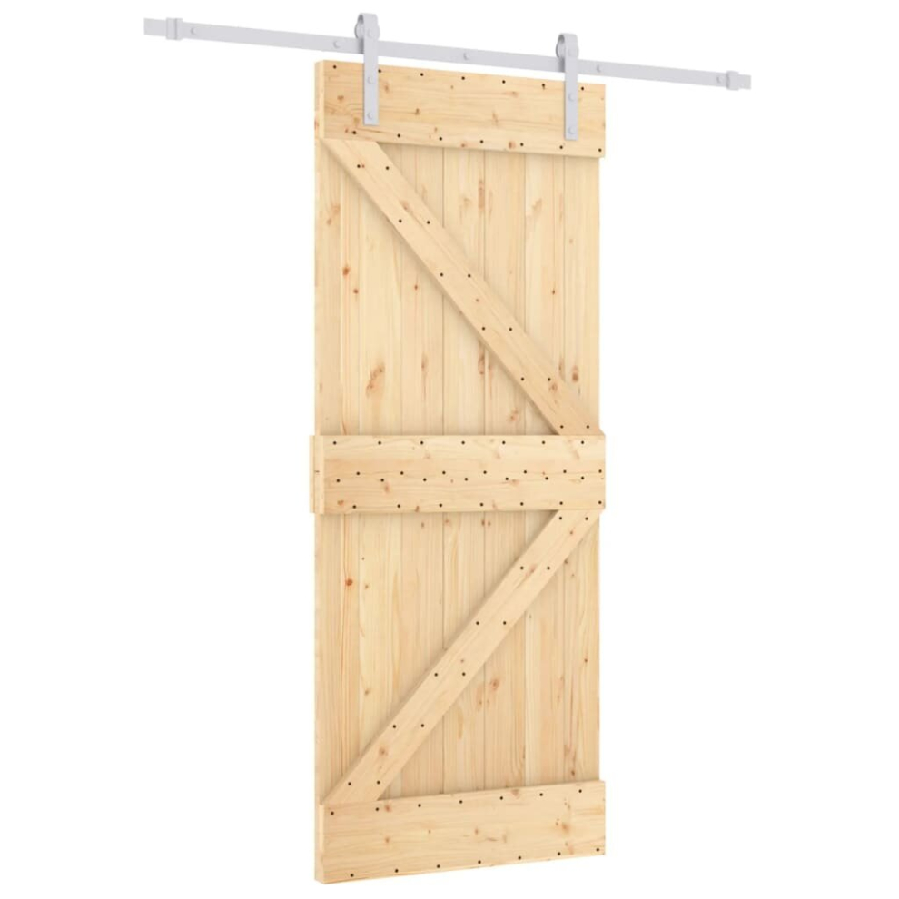 vidaXL Sliding Door Barn Door with Hardware Set Interior Door Solid Wood Pine