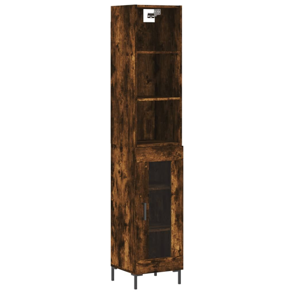 (smoked oak, 1 glass door) vidaXL Highboard Sideboard Cupboard Side Cabinet Smoked Oak Engineered Wood