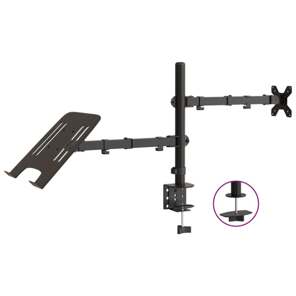 vidaXL Monitor Mount Dual Monitor Stand for Desk Black Steel VESA 75/100 mm