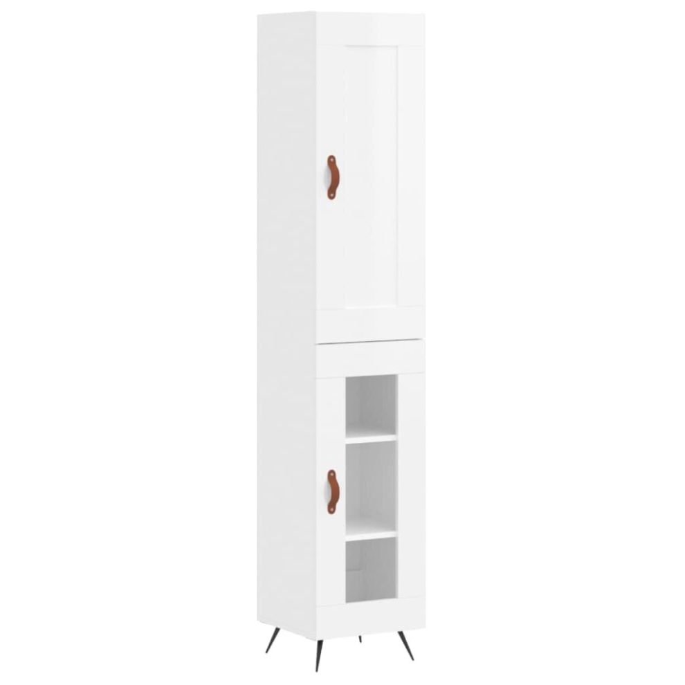 (high gloss white, 1 glass door) vidaXL Highboard Sideboard Tall Storage Cabinet Side Cabinet Engineered Wood