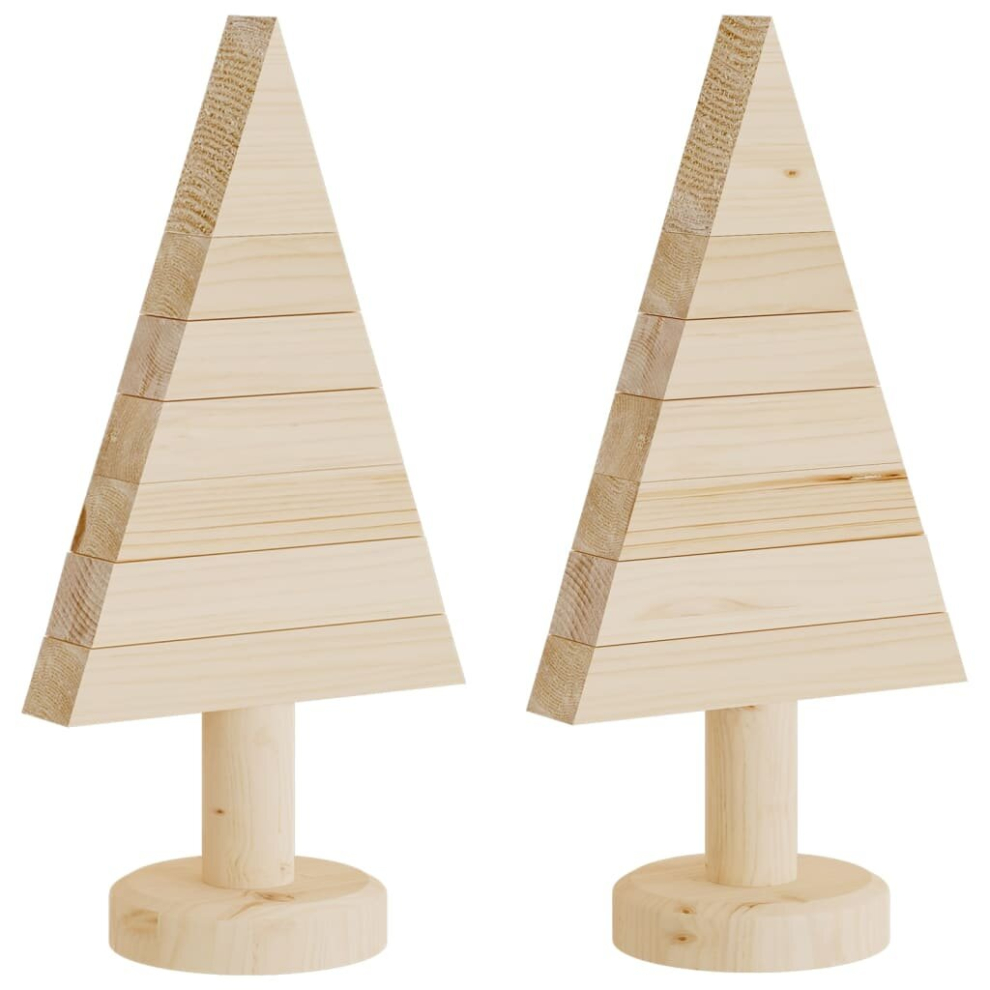 vidaXL Wooden Christmas Trees Xmas Tree 2 pcs for Decoration Solid Wood Pine