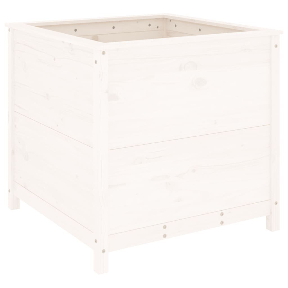 Vidaxl ( Pine, 82.5 X 82.5 X 78 Cm) Garden Raised Bed Outdoor Wooden Planter Pot Flower Bed Solid Wood Pine White