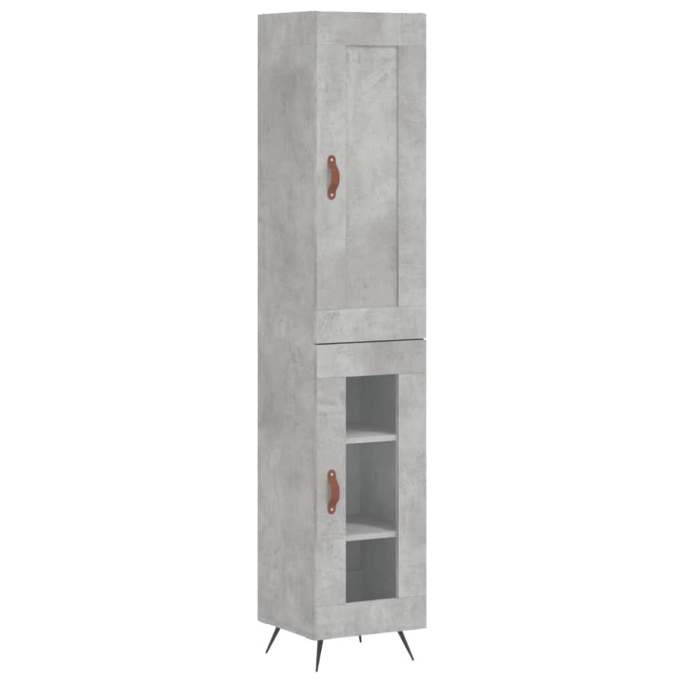 Vidaxl (Concrete Grey, 1 Glass Door) Highboard Sideboard Tall Storage Cabinet Side Cabinet Engineered Wood