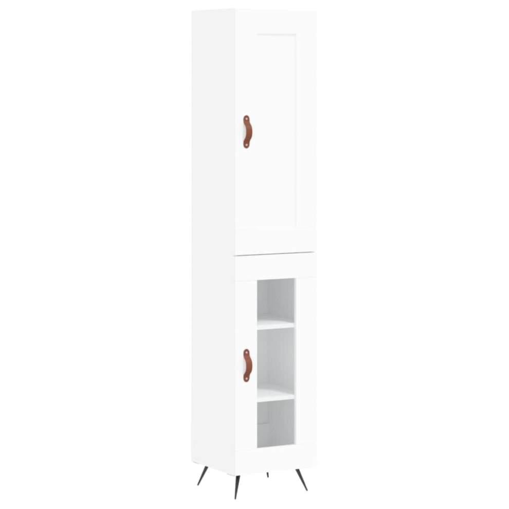 vidaXL Highboard White 34.5x34x180 cm Engineered Wood Storage Cabinet - Image 2