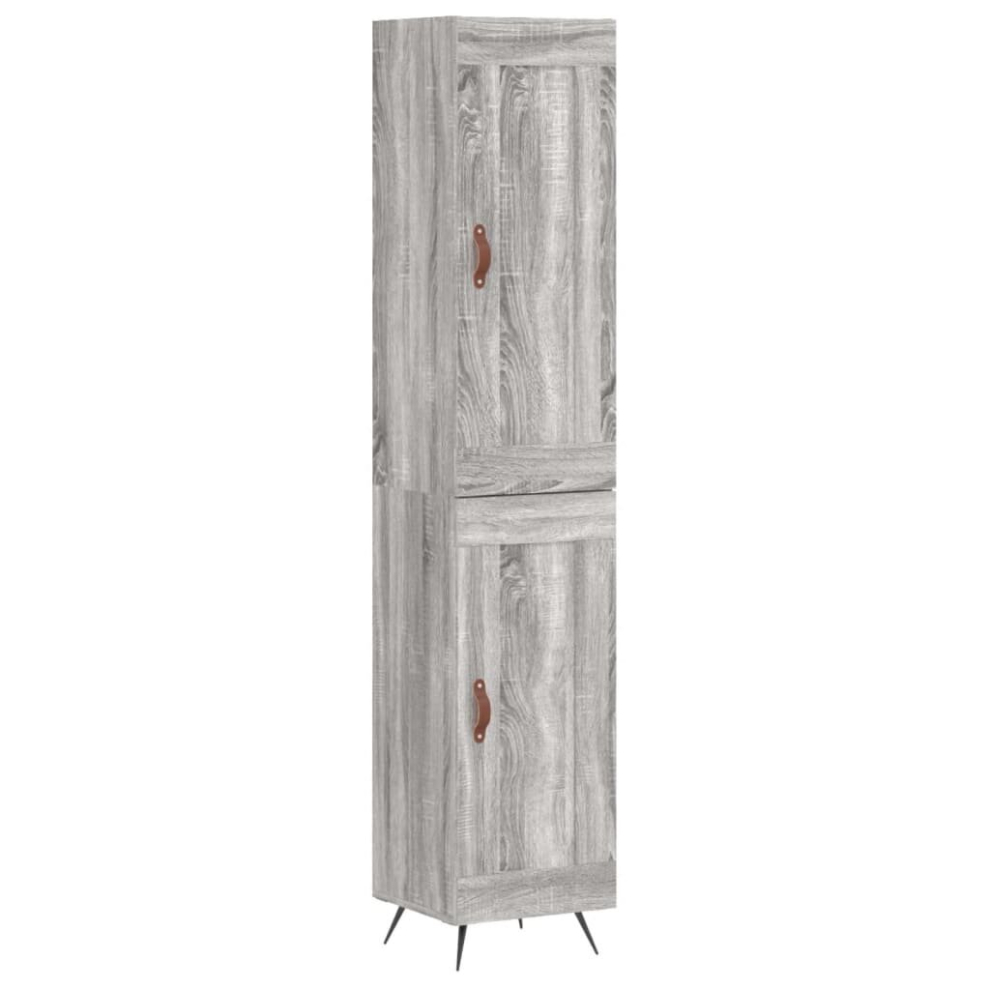 Vidaxl (Grey Sonoma, 1 Wood Door) Highboard Sideboard Tall Storage Cabinet Side Cabinet Engineered Wood