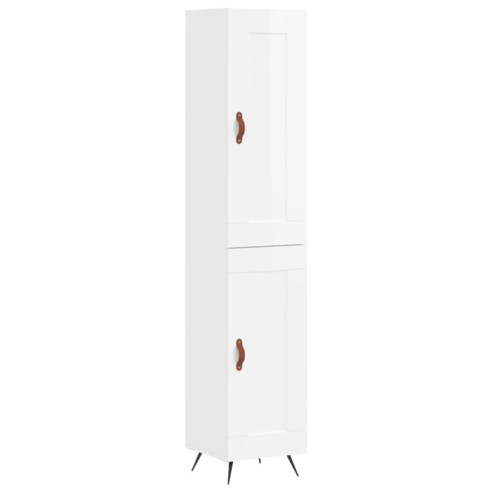 (high gloss white, 1 wood door) vidaXL Highboard Sideboard Tall Storage Cabinet Side Cabinet Engineered Wood