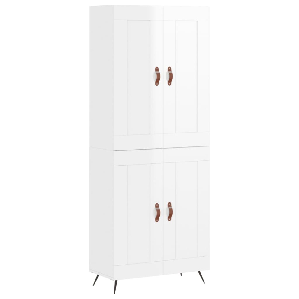 (high gloss white, 2 wood doors) vidaXL Highboard Sideboard Tall Storage Cabinet Side Cabinet Engineered Wood