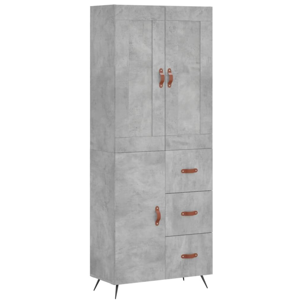 Vidaxl (Concrete 1 Door 3 Drawers) Highboard Sideboard Tall Storage Cabinet Side Cabinet Engineered Wood Grey