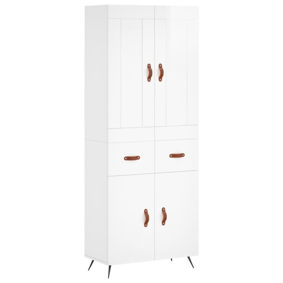 (high gloss white, 2 doors 2 drawers) vidaXL Highboard Sideboard Tall Storage Cabinet Side Cabinet Engineered Wood