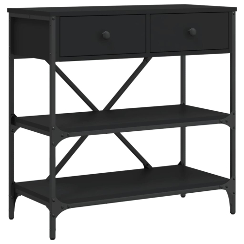 VidaXL (black, 75 x 34.5 x 75 cm) vidaXL Console Table with Drawers and Shelves Side End Table Engineered Wood 1