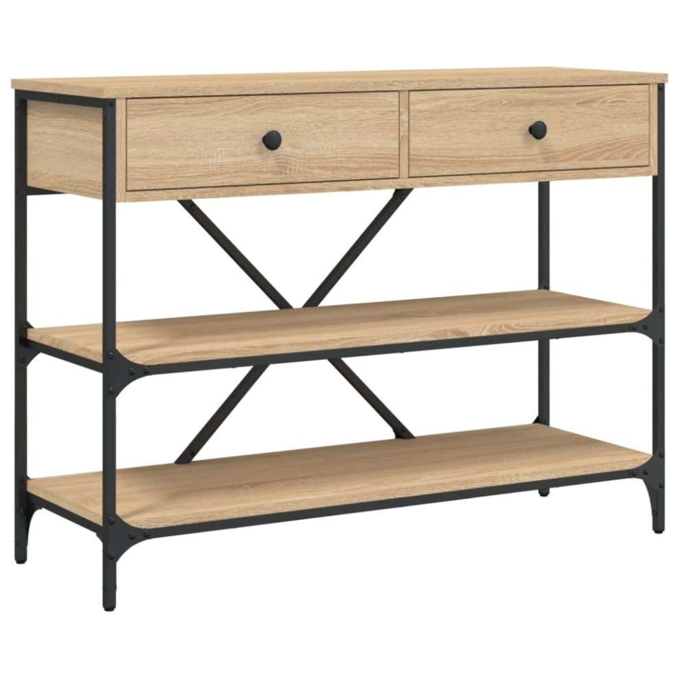 Vidaxl (Sonoma Oak, 100 X 34.5 X 75 Cm) Console Table With Drawers And Shelves Side End Table Engineered Wood