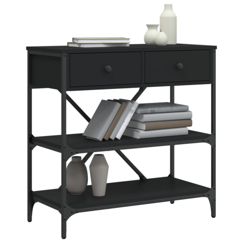 VidaXL (black, 75 x 34.5 x 75 cm) vidaXL Console Table with Drawers and Shelves Side End Table Engineered Wood 2
