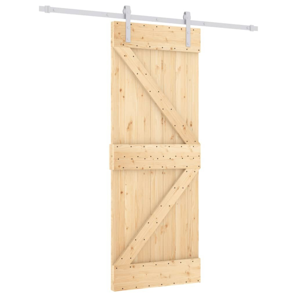 vidaXL Sliding Door Barn Door with Hardware Set Interior Door Solid Wood Pine