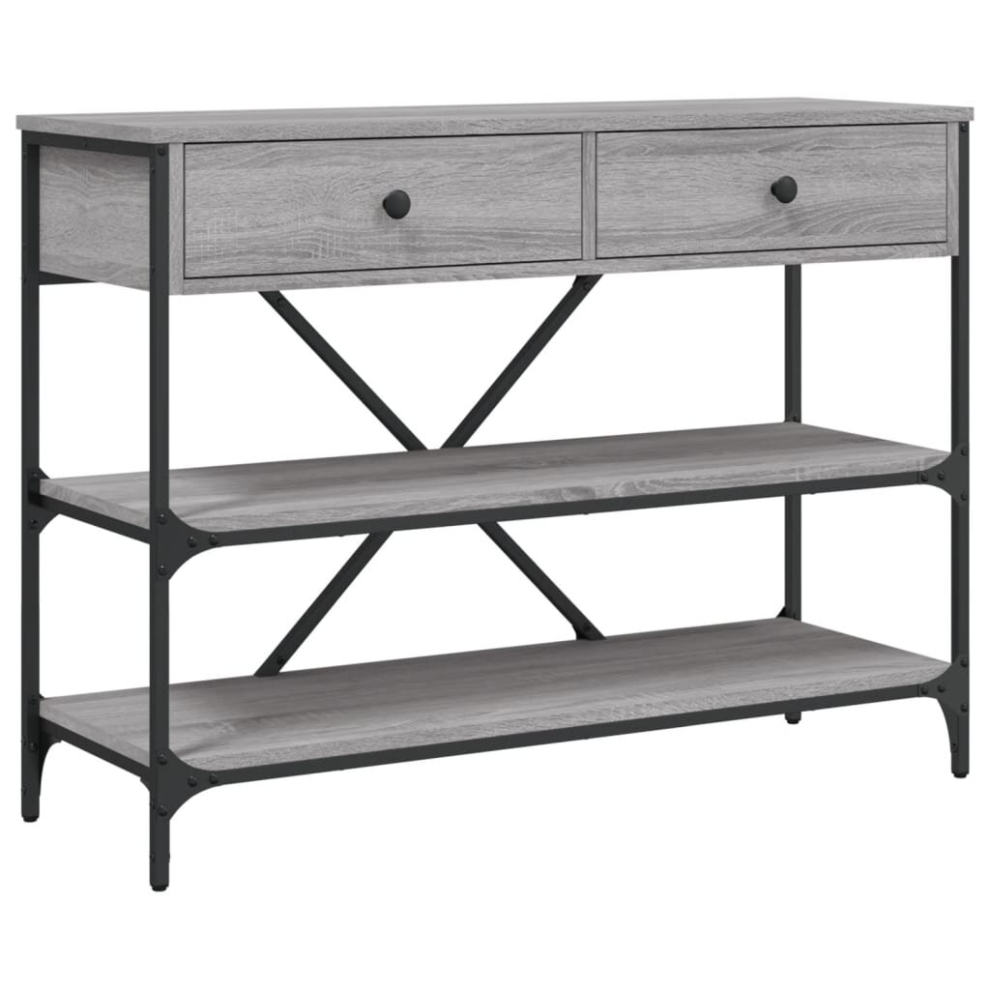 Vidaxl ( Sonoma, 100 X 34.5 X 75 Cm) Console Table With Drawers And Shelves Side End Table Engineered Wood Grey