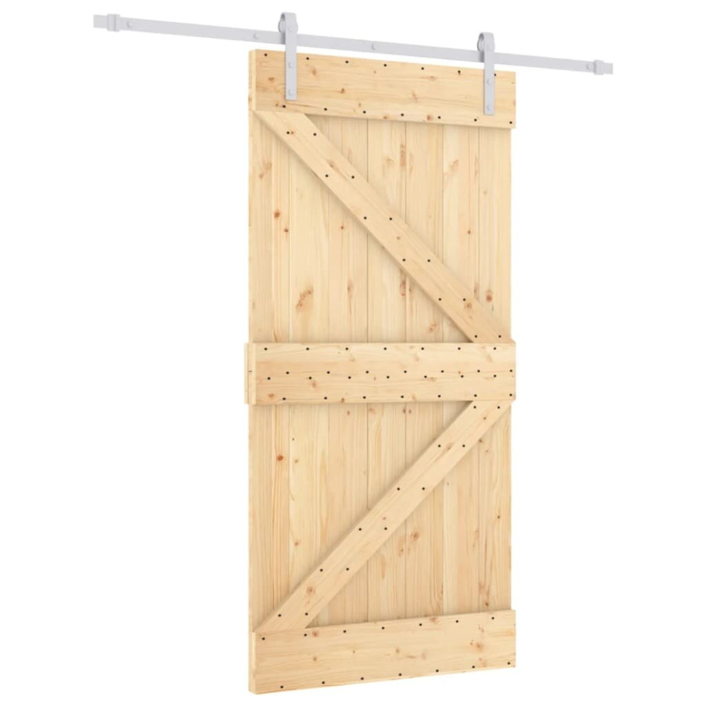 vidaXL Sliding Door Barn Door with Hardware Set Interior Door Solid Wood Pine