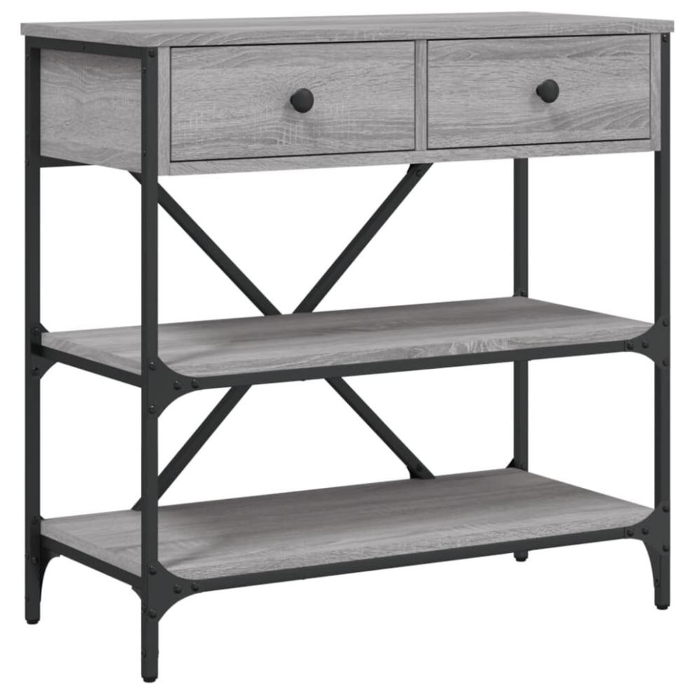 Vidaxl ( Sonoma, 75 X 34.5 X 75 Cm) Console Table With Drawers And Shelves Side End Table Engineered Wood Grey