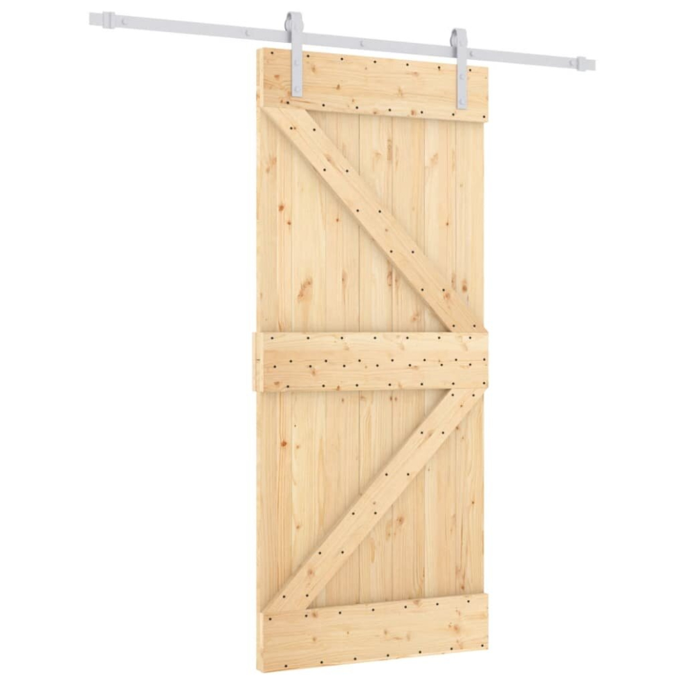 vidaXL Sliding Door Barn Door with Hardware Set Interior Door Solid Wood Pine