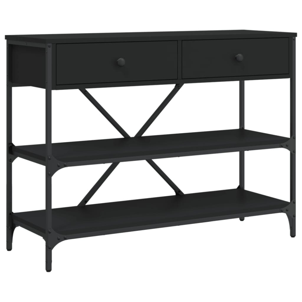 Vidaxl (, 100 X 34.5 X 75 Cm) Console Table With Drawers And Shelves Side End Table Engineered Wood Black