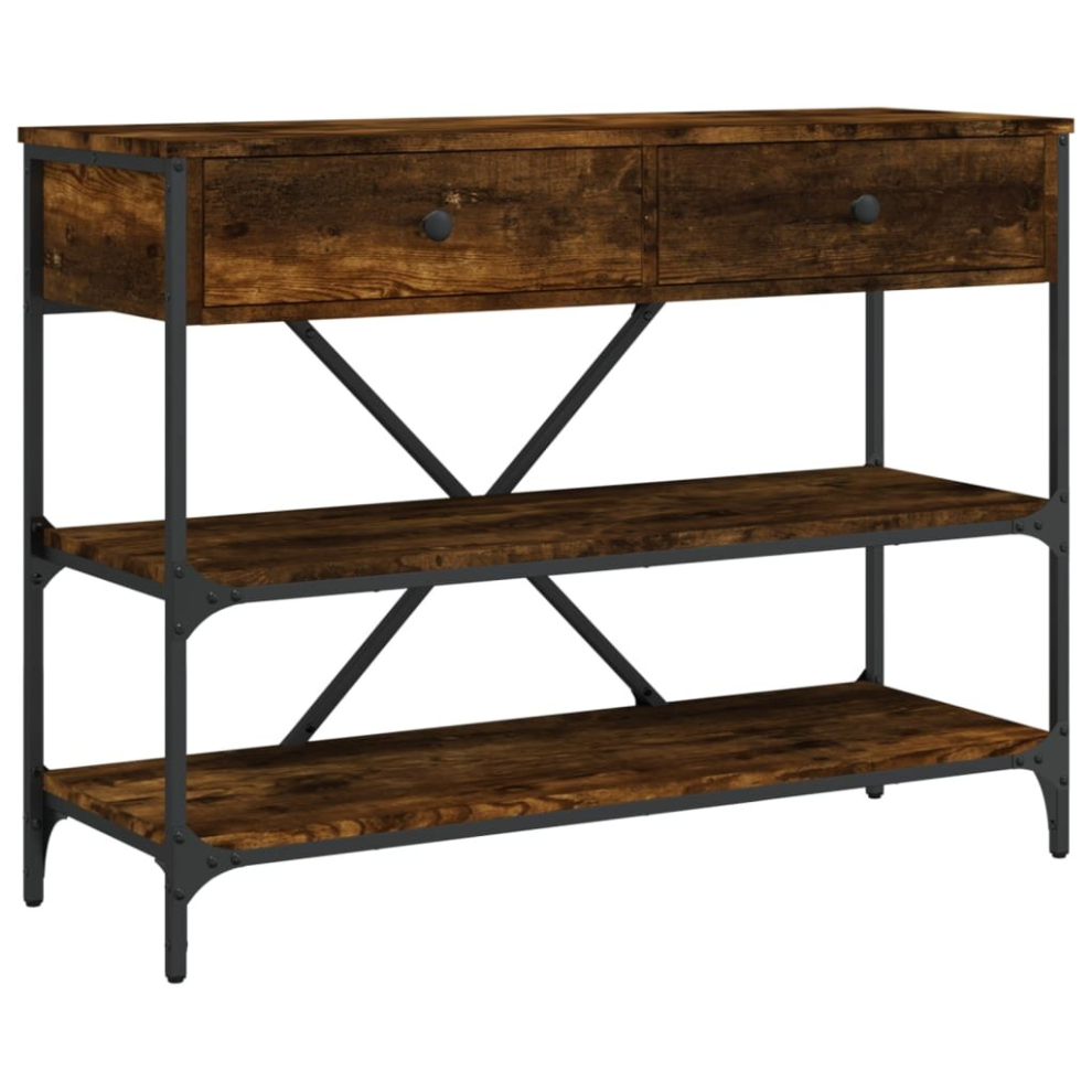Vidaxl (Smoked Oak, 100 X 34.5 X 75 Cm) Console Table With Drawers And Shelves Side End Table Engineered Wood
