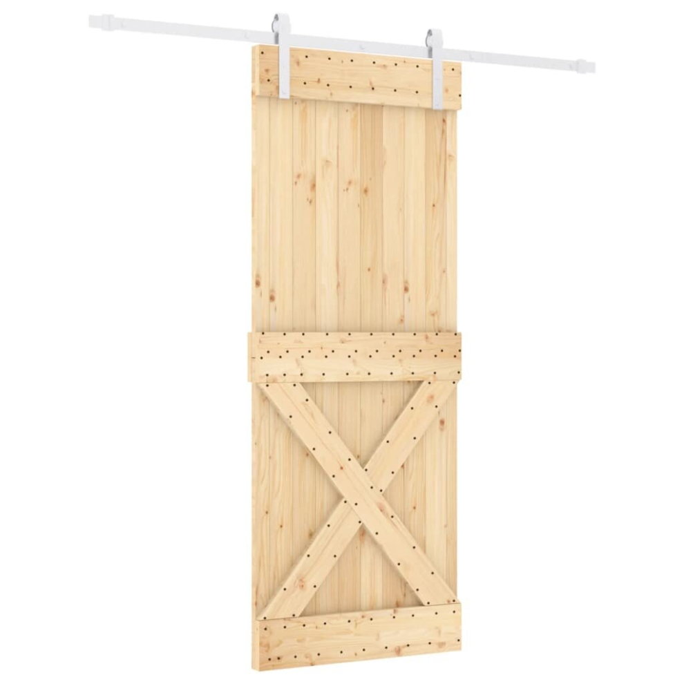 vidaXL Sliding Door Barn Door with Hardware Set Interior Door Solid Wood Pine