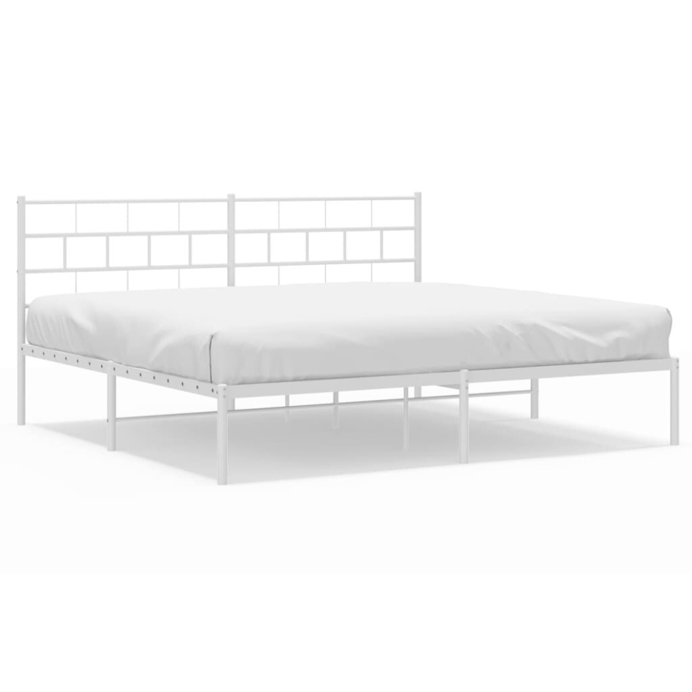 (with headboard, 180 x 200 cm) vidaXL Metal Bed Frame Bed Base with Headboard and Footboard White 107x203 cm