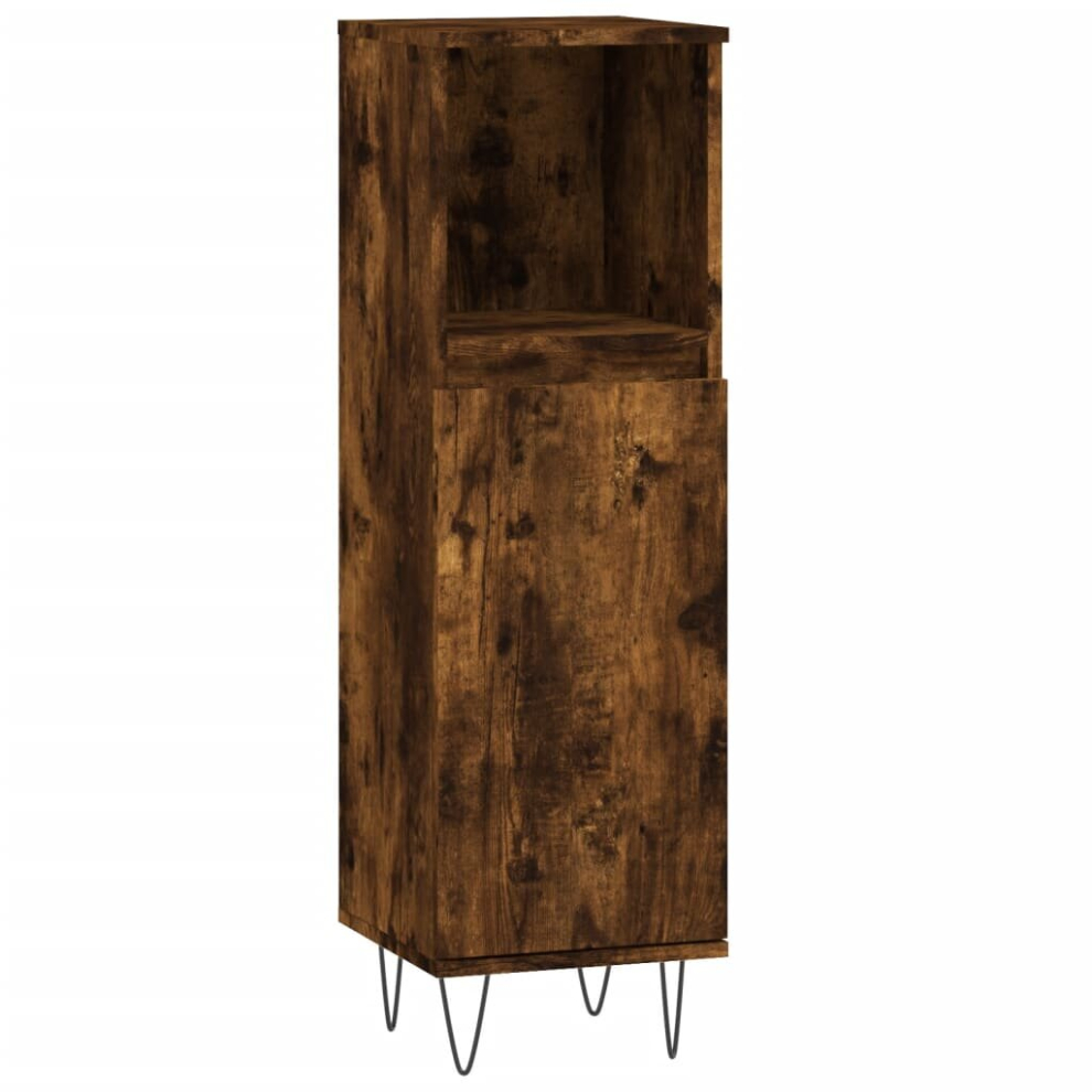 Vidaxl (Smoked Oak) Bathroom Cabinet Vanity Unit Storage Cabinet Cupboard Engineered Wood