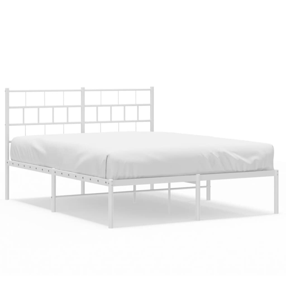 Vidaxl (With Headboard, 150 X 200 Cm) Metal Bed Frame Bed Base With Headboard And Footboard White 107X203 Cm