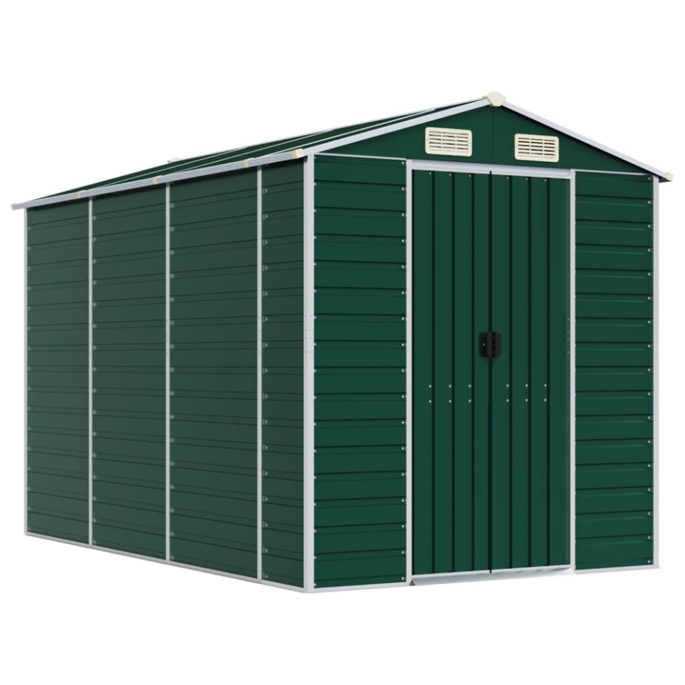 Vidaxl (Green, 191 X 300 X 198 Cm) Garden Shed Outdoor Storage Shed Patio Yard Tool Shed Galvanised Steel