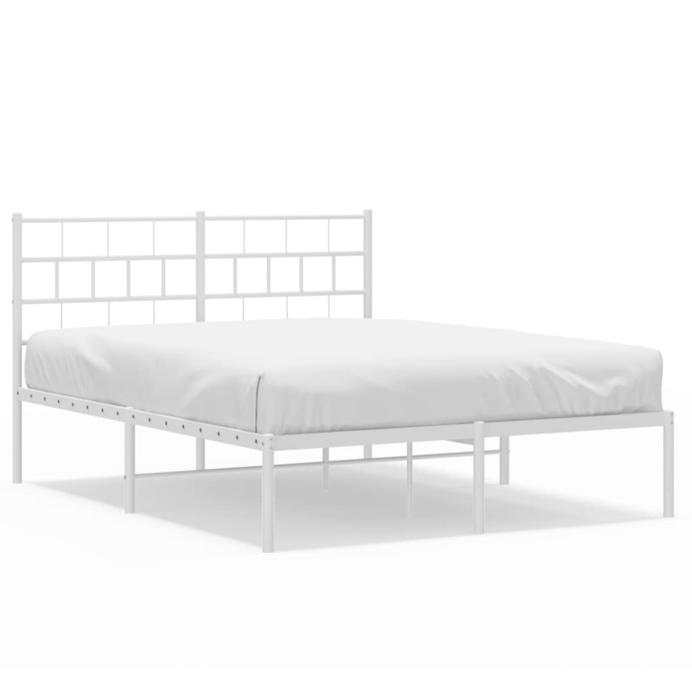 Vidaxl (With Headboard, 140 X 200 Cm) Metal Bed Frame Bed Base With Headboard And Footboard White 107X203 Cm