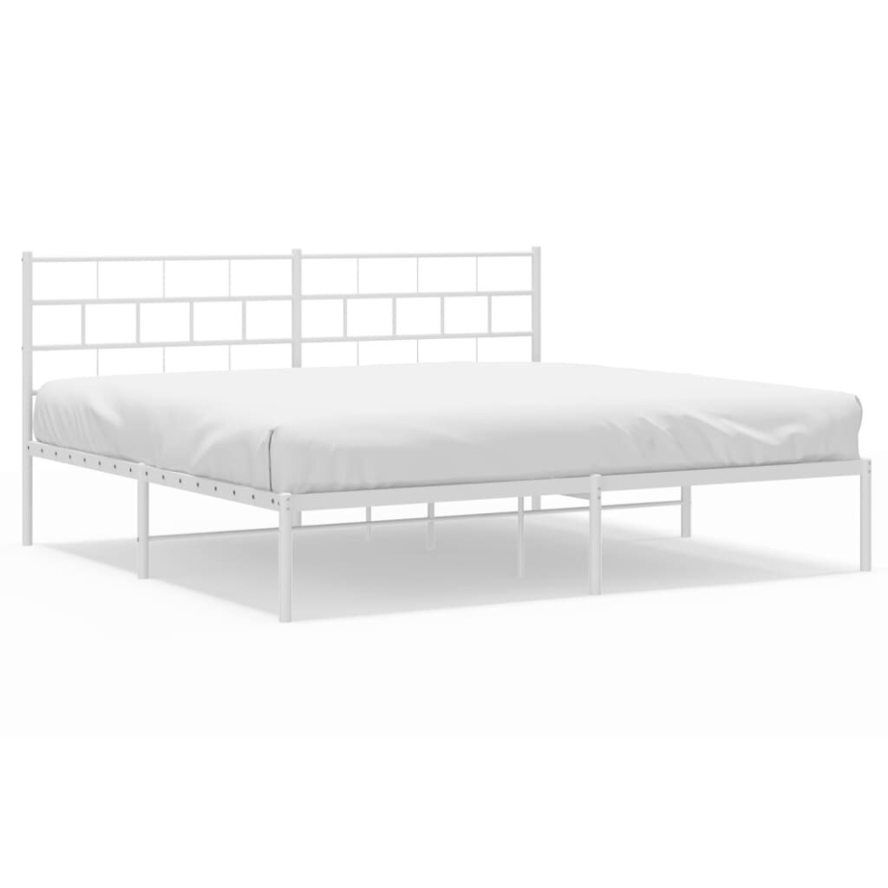 Vidaxl (With Headboard, 193 X 203 Cm) Metal Bed Frame Bed Base With Headboard And Footboard White 107X203 Cm