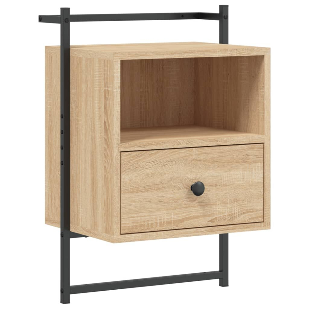 (sonoma oak, 1 pcs) vidaXL Bedside Cabinet Wall-mounted Nightstand Sonoma Oak Engineered Wood